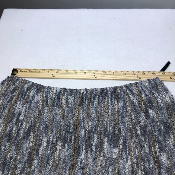 Lafayette 148 New York wool silk tweed woven midi skirt gray brown shimmer 10 - Picture 4 of 10